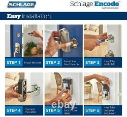 Serrure intelligente WiFi SCHLAGE ENCODE avec finition Greenwich en laiton satiné BE489WBGRW608