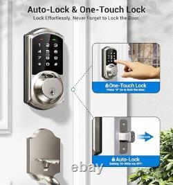 Serrure intelligente à empreinte digitale pour porte d'entrée, entrée sans clé 7-en-1 en nickel satiné