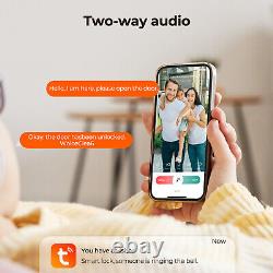 Serrure intelligente avec caméra, serrure de porte à entrée sans clé avec poignée et empreinte digitale, WiFi intégré
