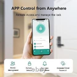 Serrure intelligente avec caméra, serrure de porte à entrée sans clé avec poignée et empreinte digitale, WiFi intégré