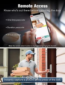 Serrure intelligente, caméra 3 en 1 + sonnette + serrure de porte sans clé à empreinte digitale, application WiFi