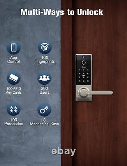 Serrure intelligente, caméra 3 en 1 + sonnette + serrure de porte sans clé à empreinte digitale, application WiFi