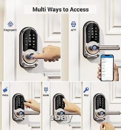 Smart Lock, Serrure de Porte sans Clé avec Poignée, Serrure de Porte à Empreinte Digitale, 7-en