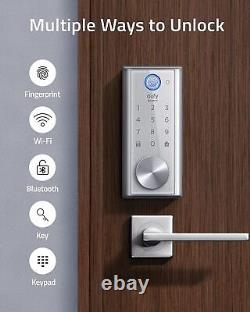 Traduisez ce titre en français : Serrure de porte intelligente Eufy Smart WiFi, serrure sans clé à empreinte digitale, verrou électronique à pêne dormant Bluetooth.