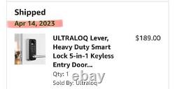 ULTRALOQ Levier, Serrure intelligente 5-en-1 sans clé, que j'ai achetée en avril/23