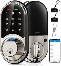 Veise Smart Lock, Serrure d'empreinte digitale, Serrure de porte sans clé 7-en-1 avec application