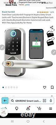 Verrou de porte intelligent avec lecteur d'empreintes digitales, poignée et serrure sans clé Hornbill Entry Keypad Deadbolt