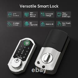 Verrou de porte intelligent sans clé Wifi Deadbolt Smart Lock, serrure de porte intelligente, 10 en 1 Alexa Fingerpr