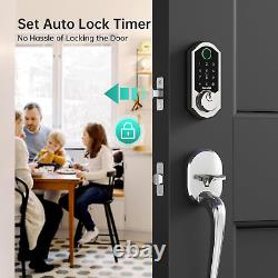 Verrou de porte intelligent sans clé Wifi Deadbolt Smart Lock, serrure de porte intelligente, 10 en 1 Alexa Fingerpr